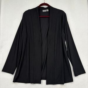 Additions by Chico's Cardigan Womens Size XL Black Open Front Slinky Stretch